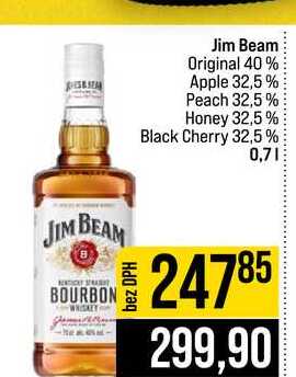 Jim Beam Original 40% Apple 32,5% Peach 32,5% Honey 32,5% Black Cherry 32,5% 0,7l