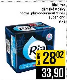 Ria Ultra dámské vložky normal plus odour neutraliser super long 9 ks 