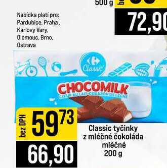 Classic tyčinky z mléčné čokoláda mléčné 200 g