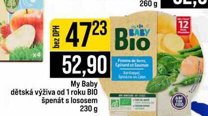 My Baby dětská výživa od 1 roku BIO špenát s lososem 230 g