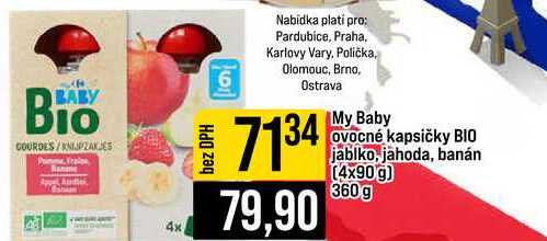 My Baby Ovocné kapsičky BIO jablko, jahoda, banán 4x90 g 360 g 