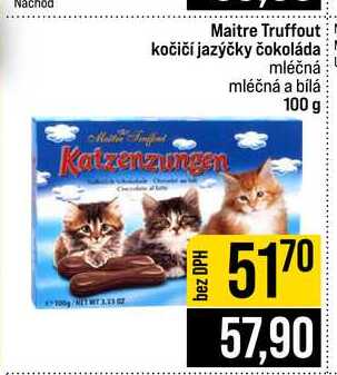 Maitre Truffout kočičí jazýčky čokoláda mléčná mléčná a bílá 100 g