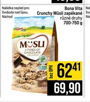 Bona Vita Crunchy Müsli zapékané různé druhy 700-750 g