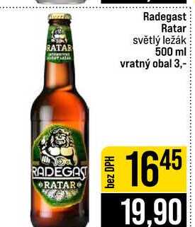 Radegast Ratar světlý ležák 500 ml