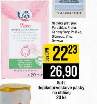 Soft depilační voskové pásky na obličej 20 ks