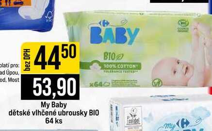 My Baby dětské vlhčené ubrousky BIO 64 ks