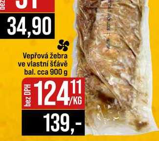 Vepřová žebra ve vlastní šťávě bal. cca 900 g