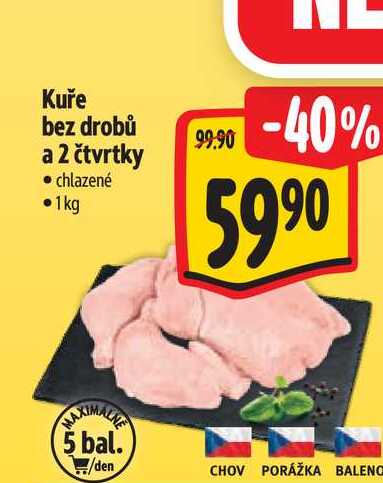 Kuře bez drobů a 2 čtvrtky 1 kg