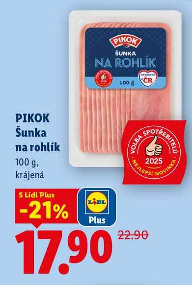 PIKOK Šunka na rohlík, 100 g
