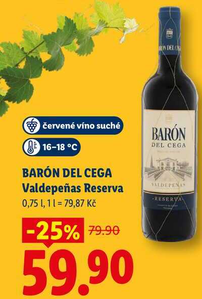BARÓN DEL CEGA Valdepeñas Reserva, 0,751