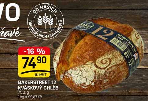 BAKERSTREET 12 KVÁSKOVÝ CHLÉB 750 g