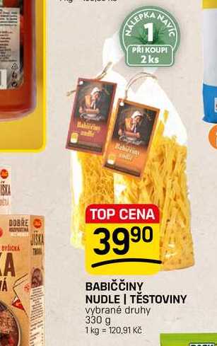 BABIČČINY NUDLE | TĚSTOVINY vybrané druhy 330 g