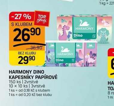 HARMONY DINO KAPESNÍKY PAPÍROVÉ 150 ks | 2vrstvé 10 x 10 ks 3vrstvé 