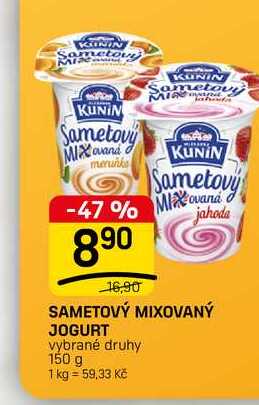 SAMETOVÝ MIXOVANÝ JOGURT vybrané druhy 150 g