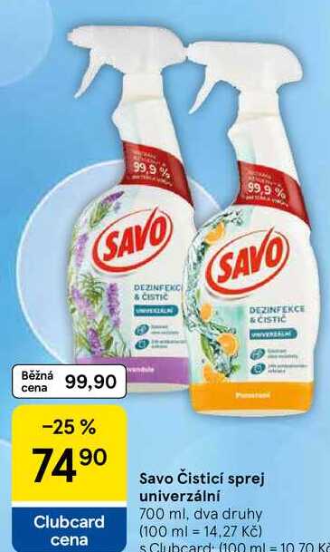 Savo Čisticí sprej univerzální, 700 ml, dva druhy