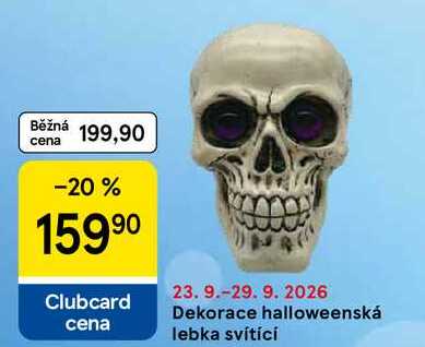Dekorace halloweenská lebka svítící