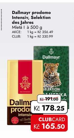 Dallmayr prodomo Intensiv, Selektion des Jahres Mletá à 500 g
