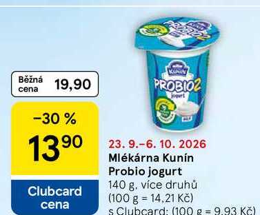 Mlékárna Kunín Probio jogurt, 140 g, více druhů