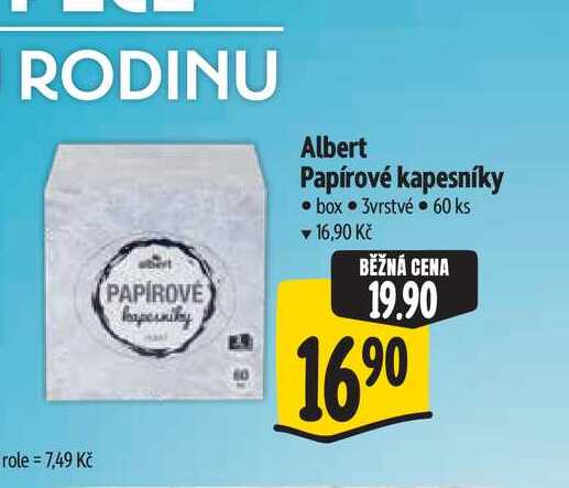 Albert Papírové kapesníky box 3vrstvé 60 ks