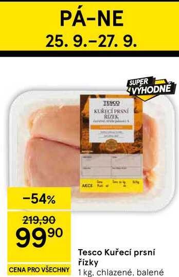Tesco Kuřecí prsní řízky, 1 kg