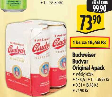 Budweiser Budvar Original 4pack, světlý ležák 4x 0,51