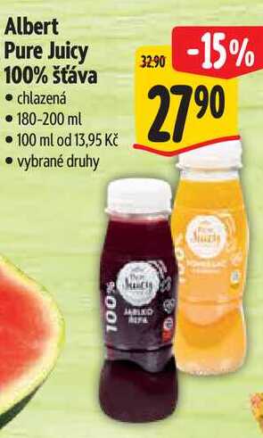 Albert Pure Juicy 100% šťáva, 180-200 ml