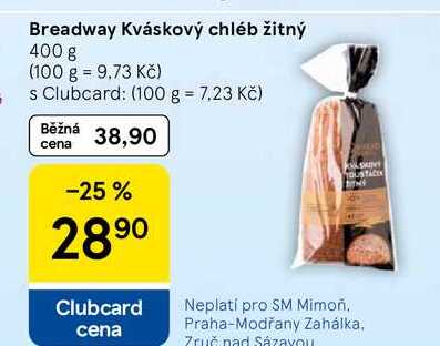 Breadway Kváskový chléb žitný, 400 g 