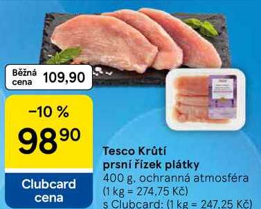 Tesco Krůtí prsní řízek plátky, 400 g