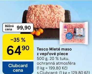 Tesco Mleté maso z vepřové plece, 500 g