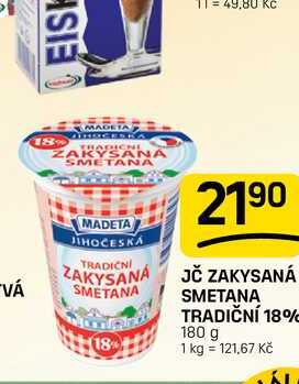 JČ ZAKYSANÁ SMETANA 18% SMETANA TRADIČNÍ 18% 180 g 