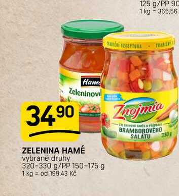 ZELENINA HAMÉ vybrané druhy 320-330 g/PP 150-175 g 