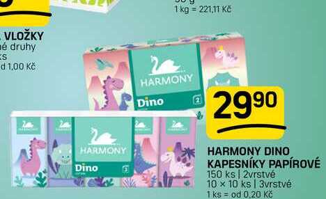 HARMONY DINO KAPESNÍKY PAPÍROVÉ 150 ks | 2vrstvé 10 x 10 ks 3vrstvé