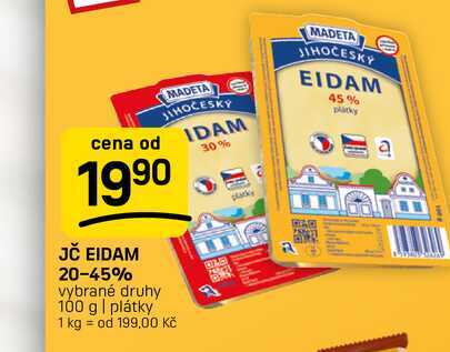JČ EIDAM 20-45% vybrané druhy 100 g | plátky