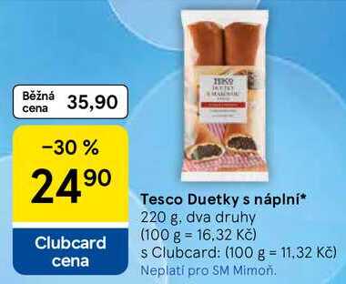 Tesco Duetky s náplní, 220 g, dva druhy