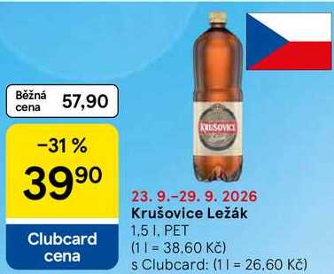 Krušovice Ležák PET, 1,5 l