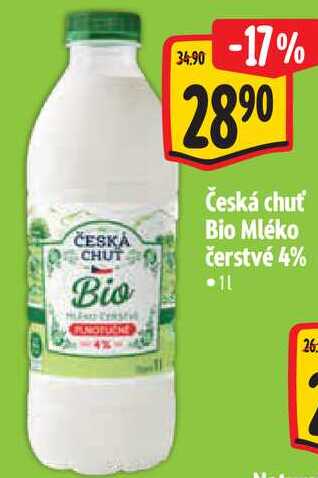 Česká chuť Bio Mléko čerstvé 4% , 1 l