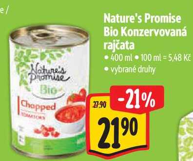 Nature's Promise Bio Konzervovaná rajčata, 400 ml 