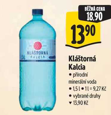 Kláštorná Kalcia, přírodní minerální voda, 1,51