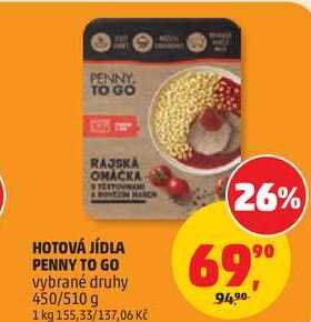 HOTOVÁ JÍDLA PENNY TO GO vybrané druhy, 450/510 g