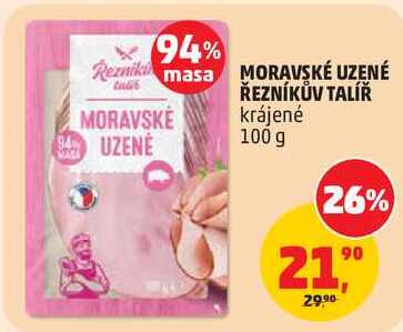 MORAVSKÉ UZENÉ ŘEZNÍKŮV TALÍŘ krájené, 100 g 