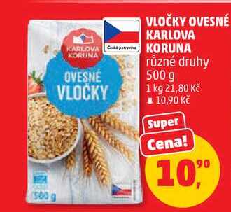 VLOČKY OVESNÉ KARLOVA KORUNA, 500 g