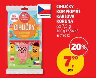 CIHLIČKY KOMPRIMÁT KARLOVA KORUNA, 6x 7,5 g