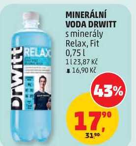 MINERÁLNÍ VODA DRWITT s minerály Relax, Fit, 0,75 l