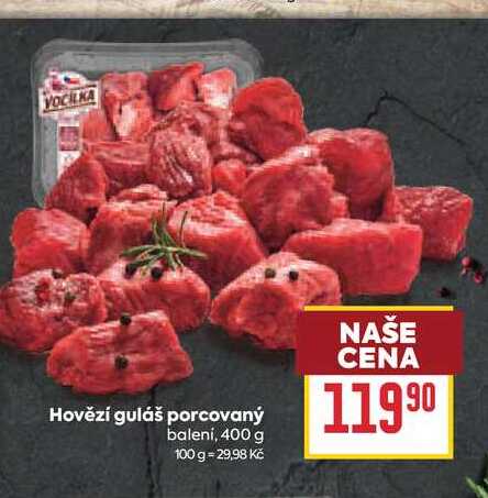 Hovězí guláš porcovaný baleni, 400 g 
