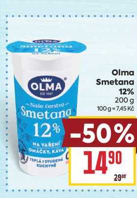 Olma Smetana 12% 200 g  v akci