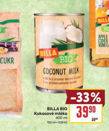 BILLA BIO Kokosové mléko 400 ml