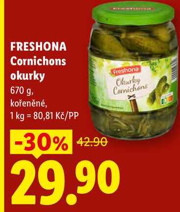 FRESHONA Cornichons okurky, 670 g
