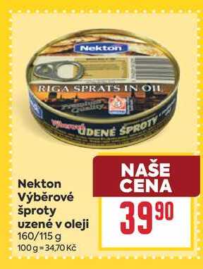 Nekton Výběrové šproty uzené v oleji 160/115 g