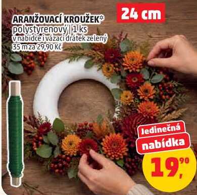 ARANŽOVACÍ KROUŽEK 24 cm polystyrenový, 1 ks