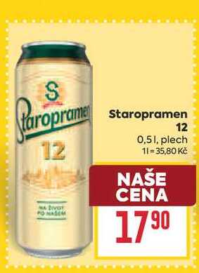 Staropramen 12 0,51, plech